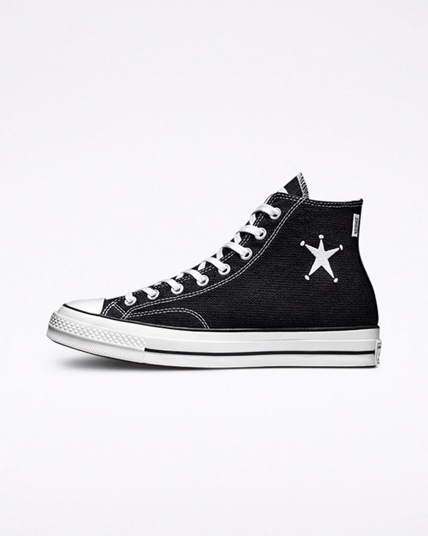 Women's Converse x Stüssy Chuck 70 High Top Shoes Black / White / Black | AU 9E8C3H